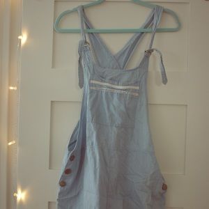 Light Blue Cloth Overalls with White Stitching